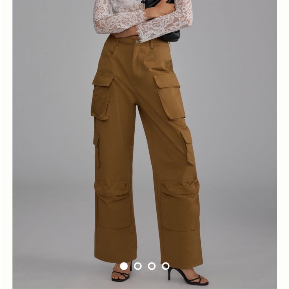 Anthropologie Molly King x Bayse wide Leg Loose Cargo Pants Army Olive Green M - Picture 2 of 14